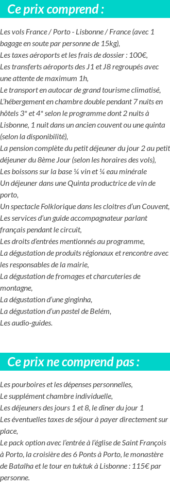 Conditions tarifaires