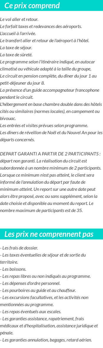 Conditions tarifaires