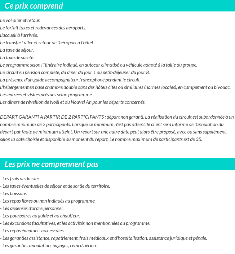 Conditions tarifaires