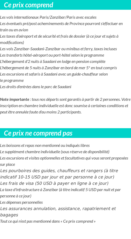 Conditions tarifaires