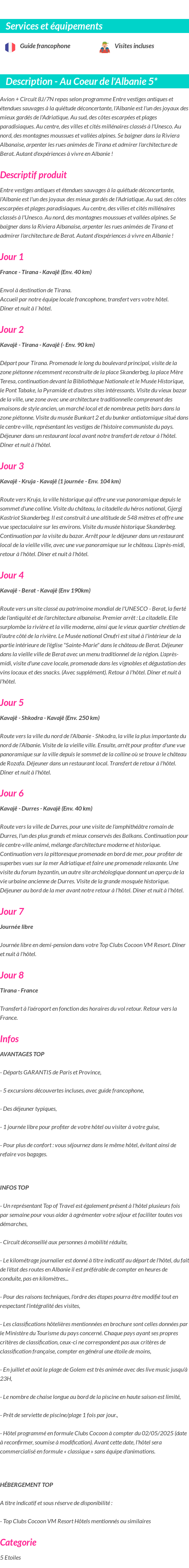 Détails du séjour