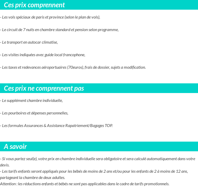 Conditions tarifaires