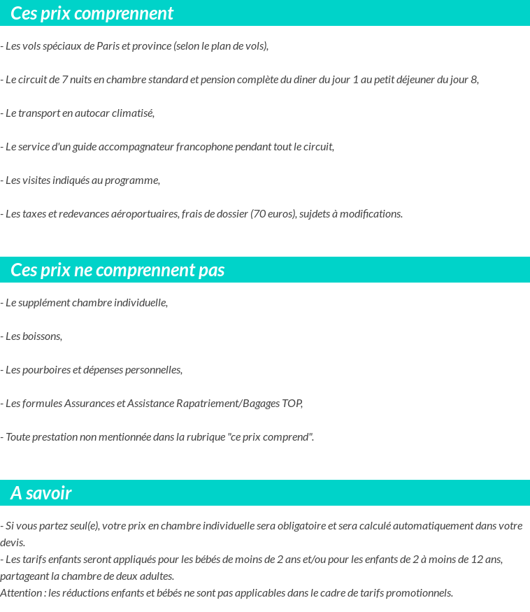 Conditions tarifaires