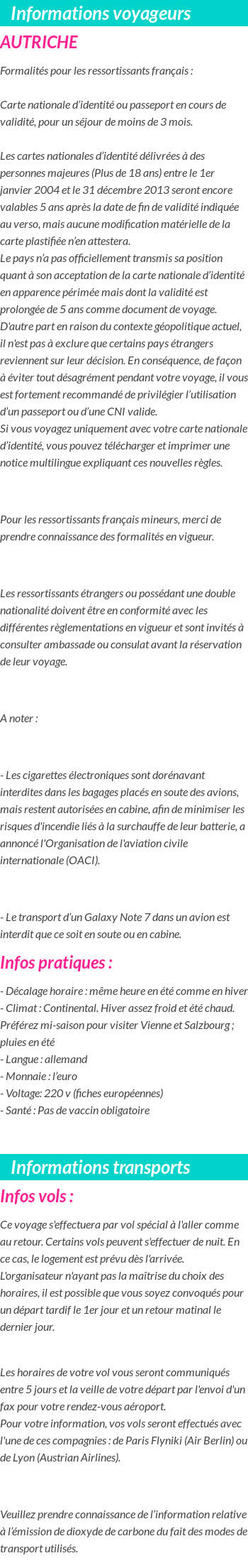 Formalités et infos voyageurs