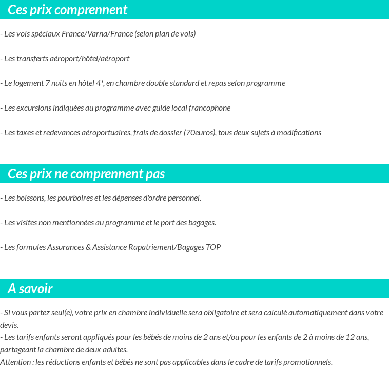 Conditions tarifaires