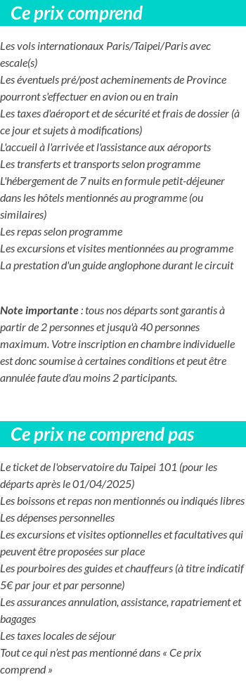 Conditions tarifaires