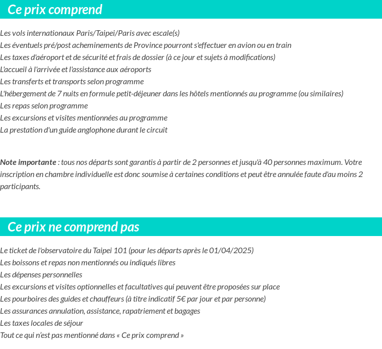 Conditions tarifaires