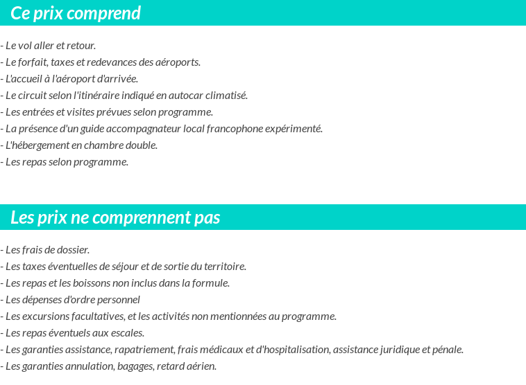 Conditions tarifaires