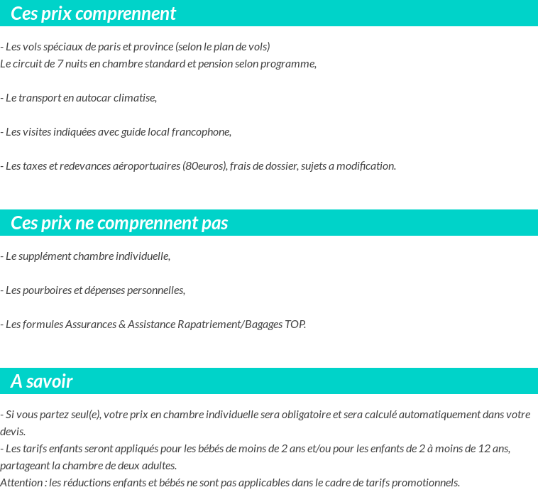 Conditions tarifaires