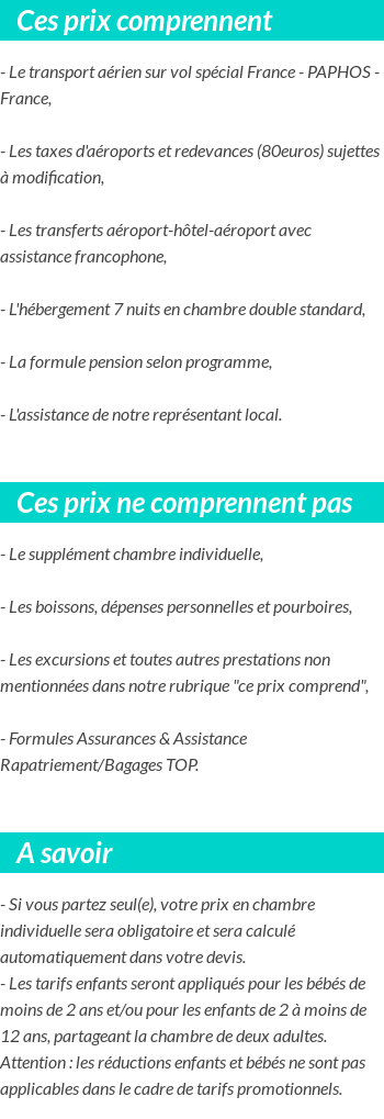 Conditions tarifaires