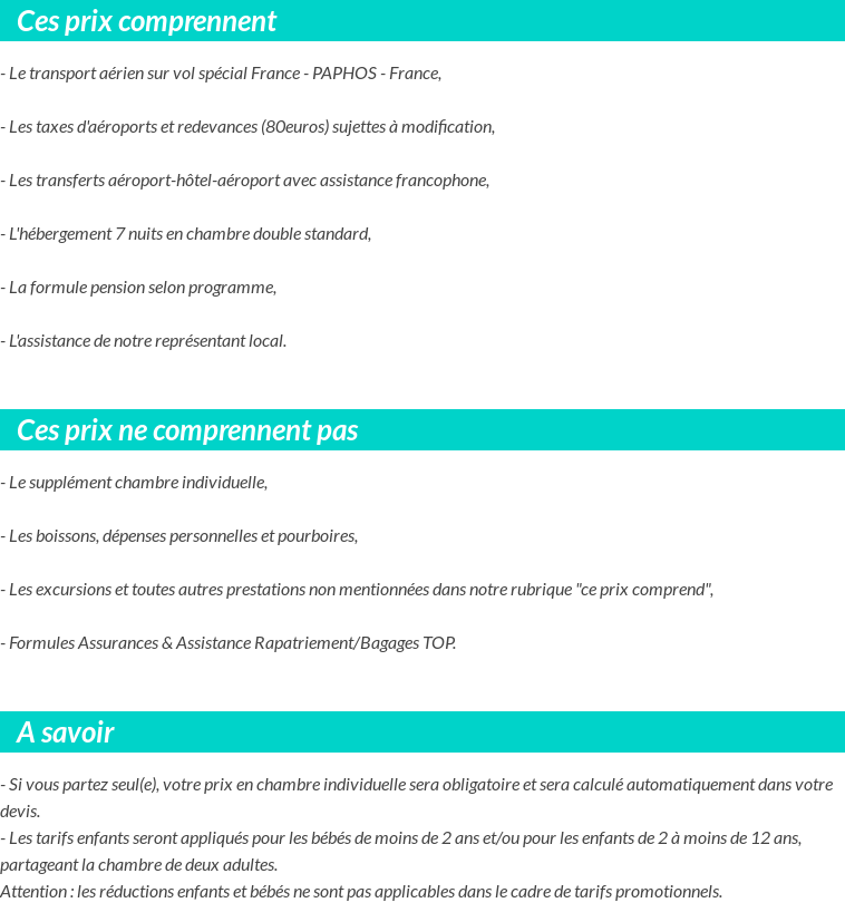 Conditions tarifaires