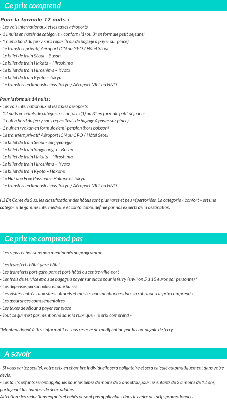 Conditions tarifaires