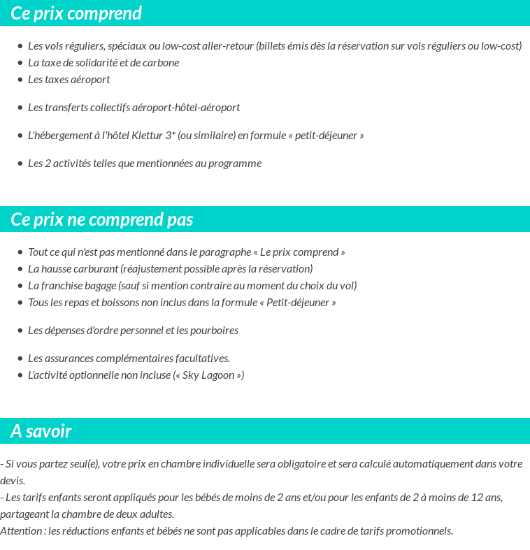 Conditions tarifaires