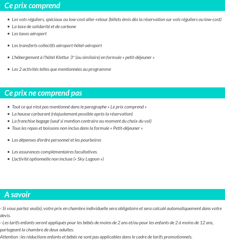 Conditions tarifaires