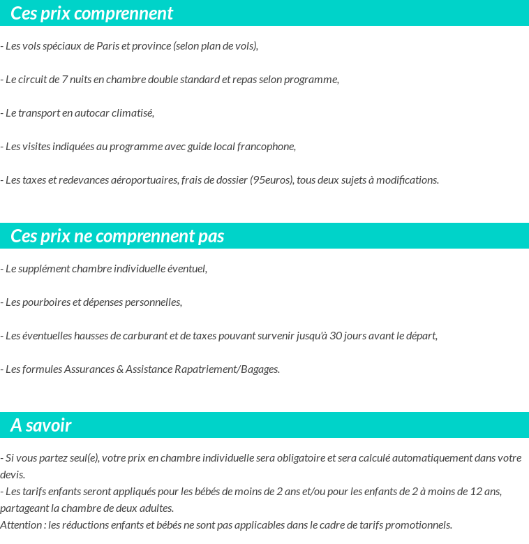Conditions tarifaires
