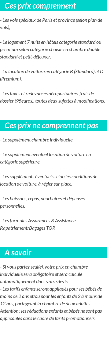 Conditions tarifaires