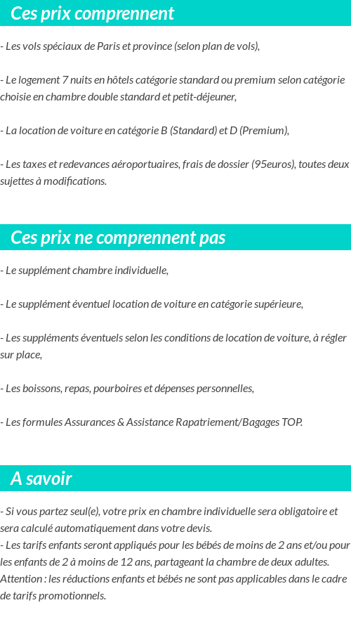 Conditions tarifaires