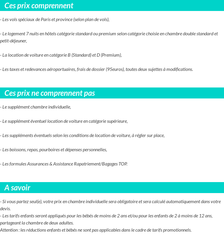 Conditions tarifaires