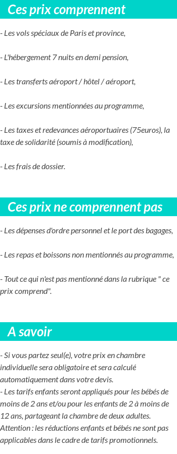 Conditions tarifaires