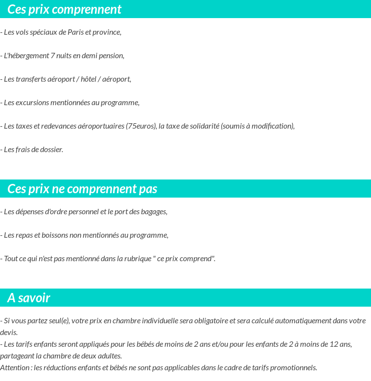 Conditions tarifaires