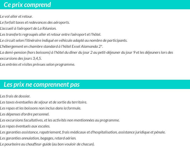 Conditions tarifaires