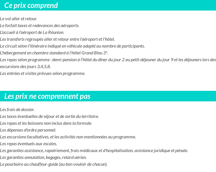 Conditions tarifaires