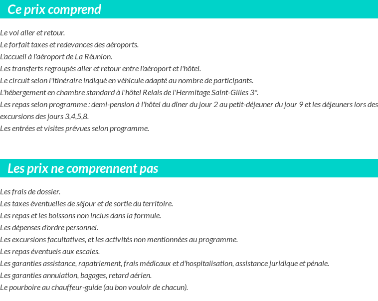 Conditions tarifaires