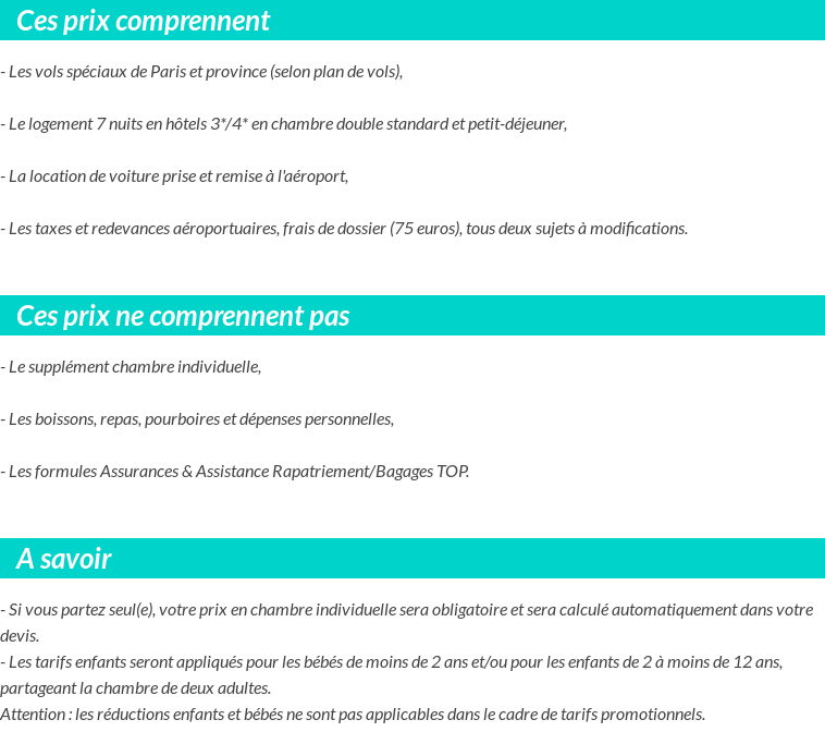 Conditions tarifaires