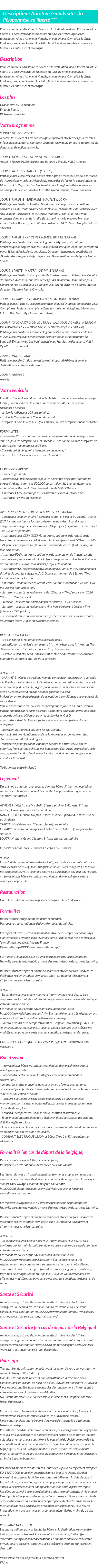 Détails du séjour