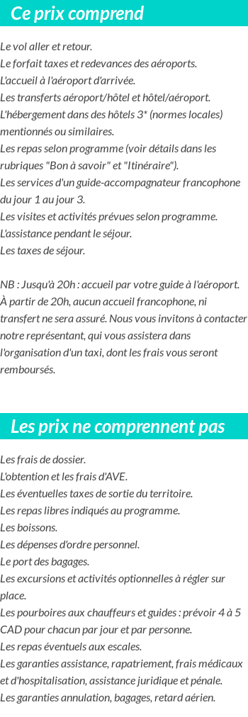 Conditions tarifaires