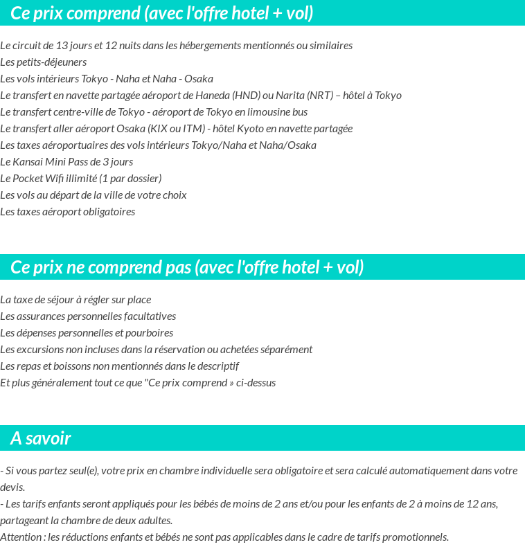 Conditions tarifaires