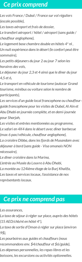 Conditions tarifaires