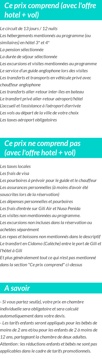 Conditions tarifaires