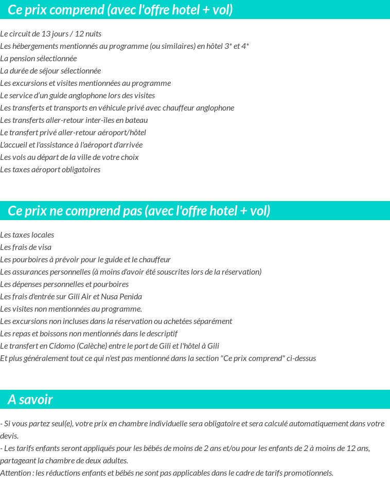 Conditions tarifaires