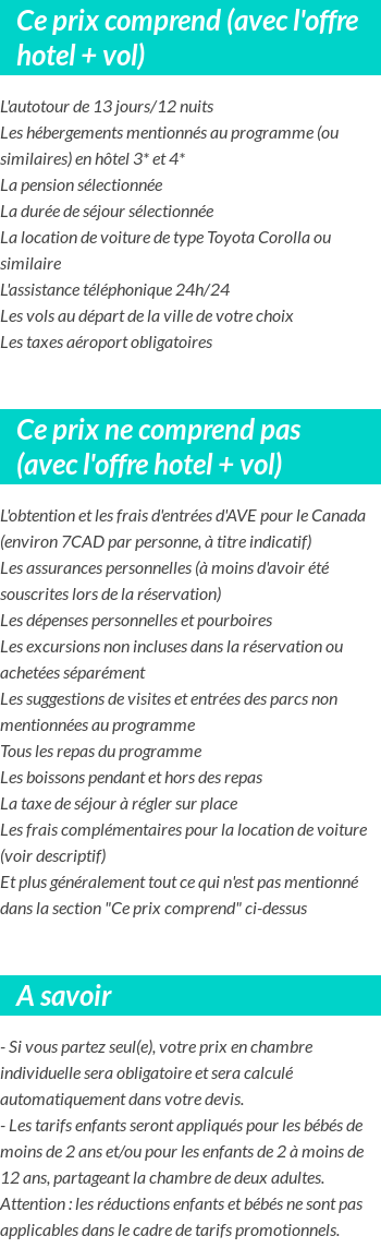 Conditions tarifaires