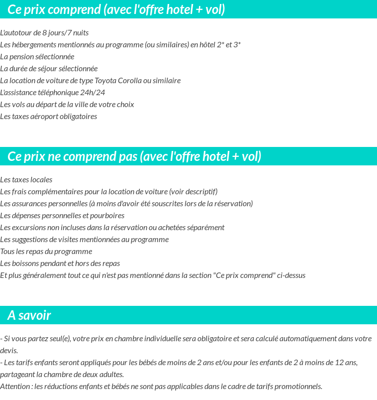 Conditions tarifaires