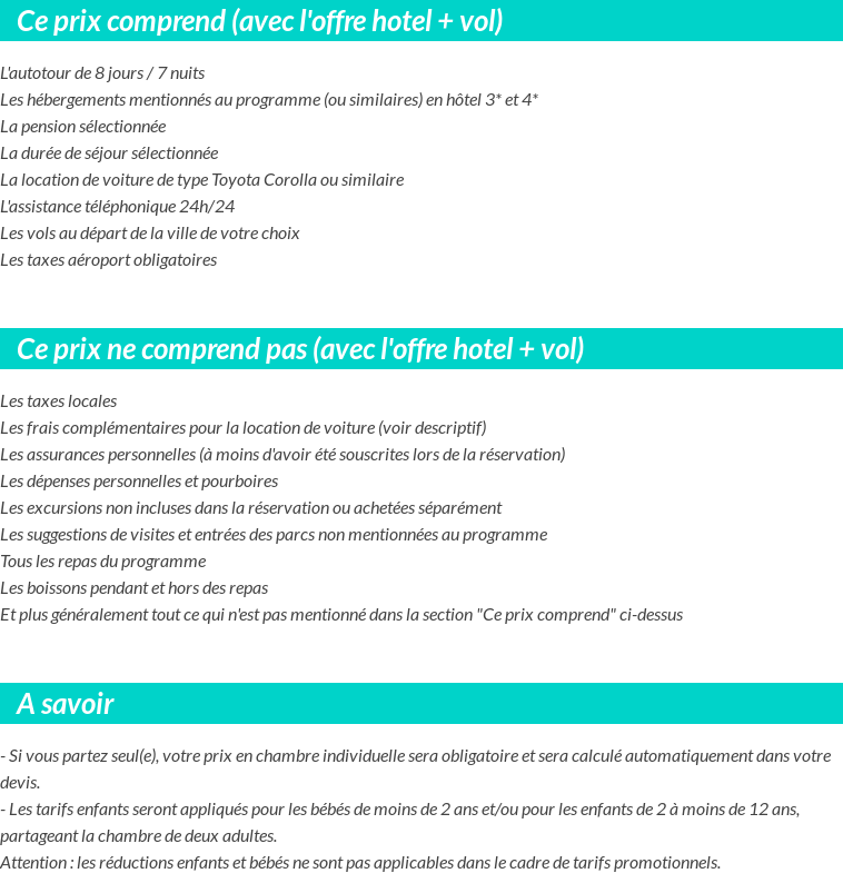 Conditions tarifaires