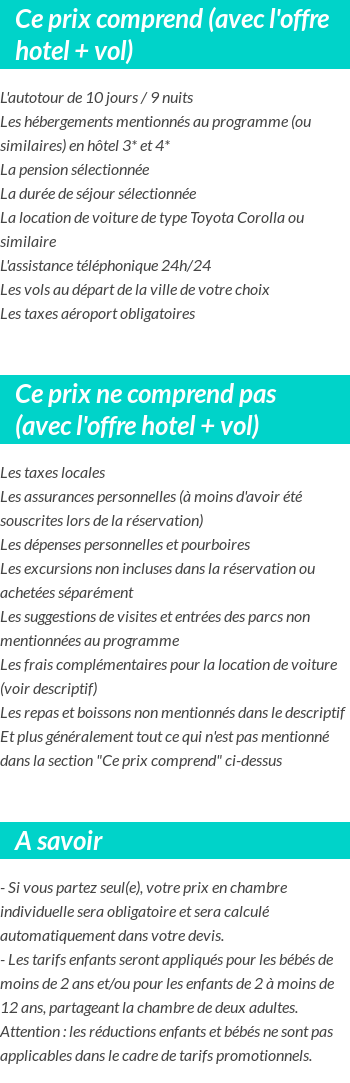 Conditions tarifaires