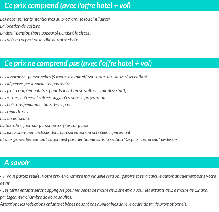 Conditions tarifaires