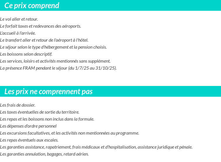 Conditions tarifaires