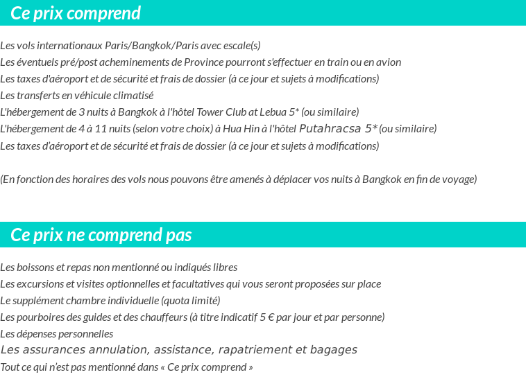 Conditions tarifaires