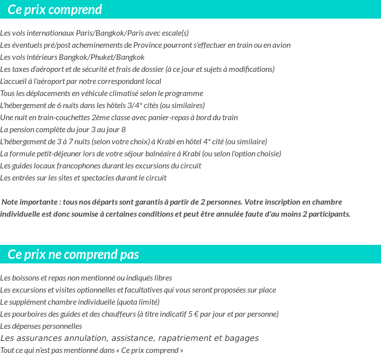 Conditions tarifaires