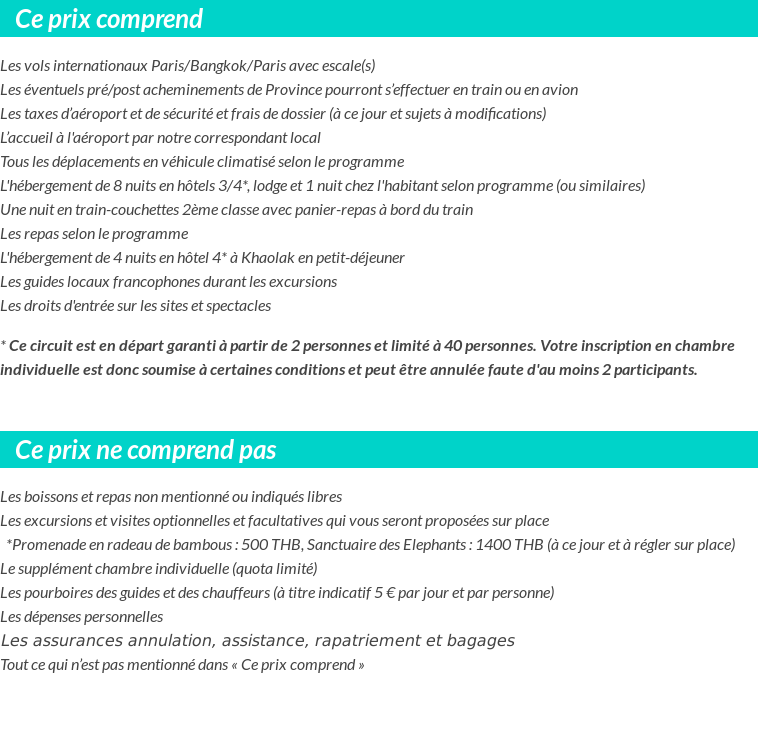 Conditions tarifaires