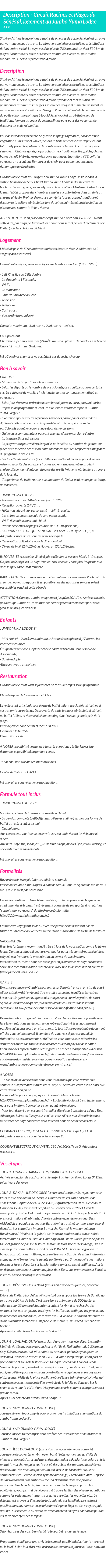 Détails du séjour