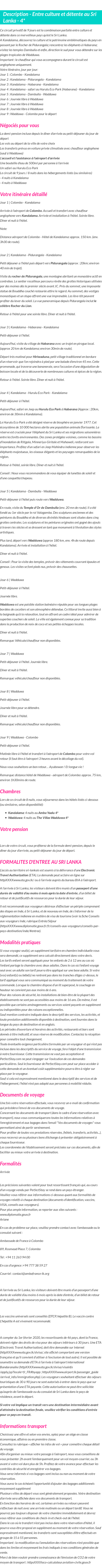 Détails du séjour