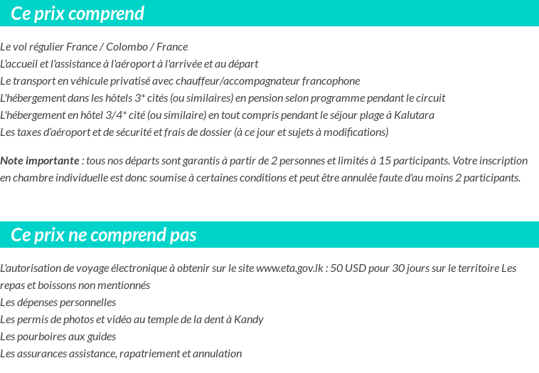 Conditions tarifaires