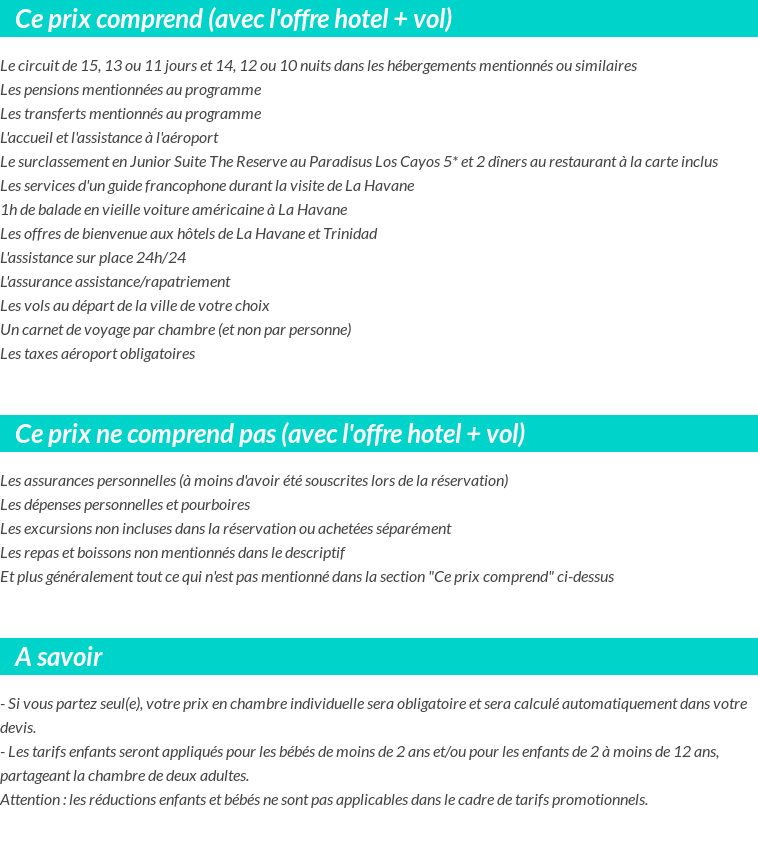 Conditions tarifaires