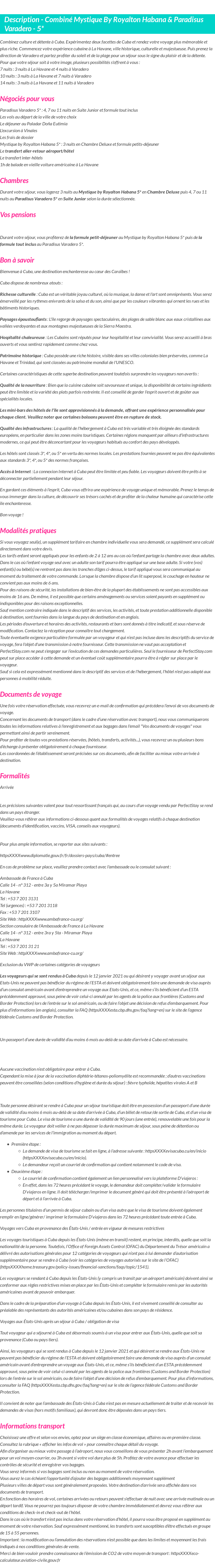 Détails du séjour