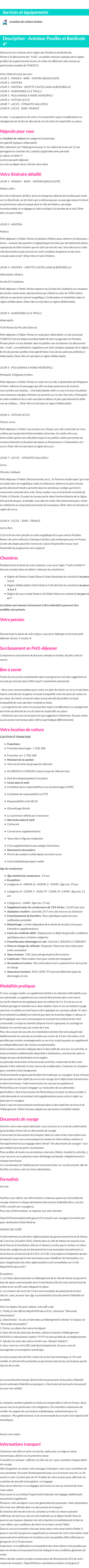 Détails du séjour