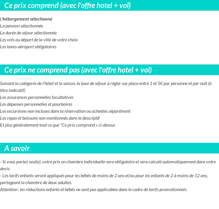 Conditions tarifaires